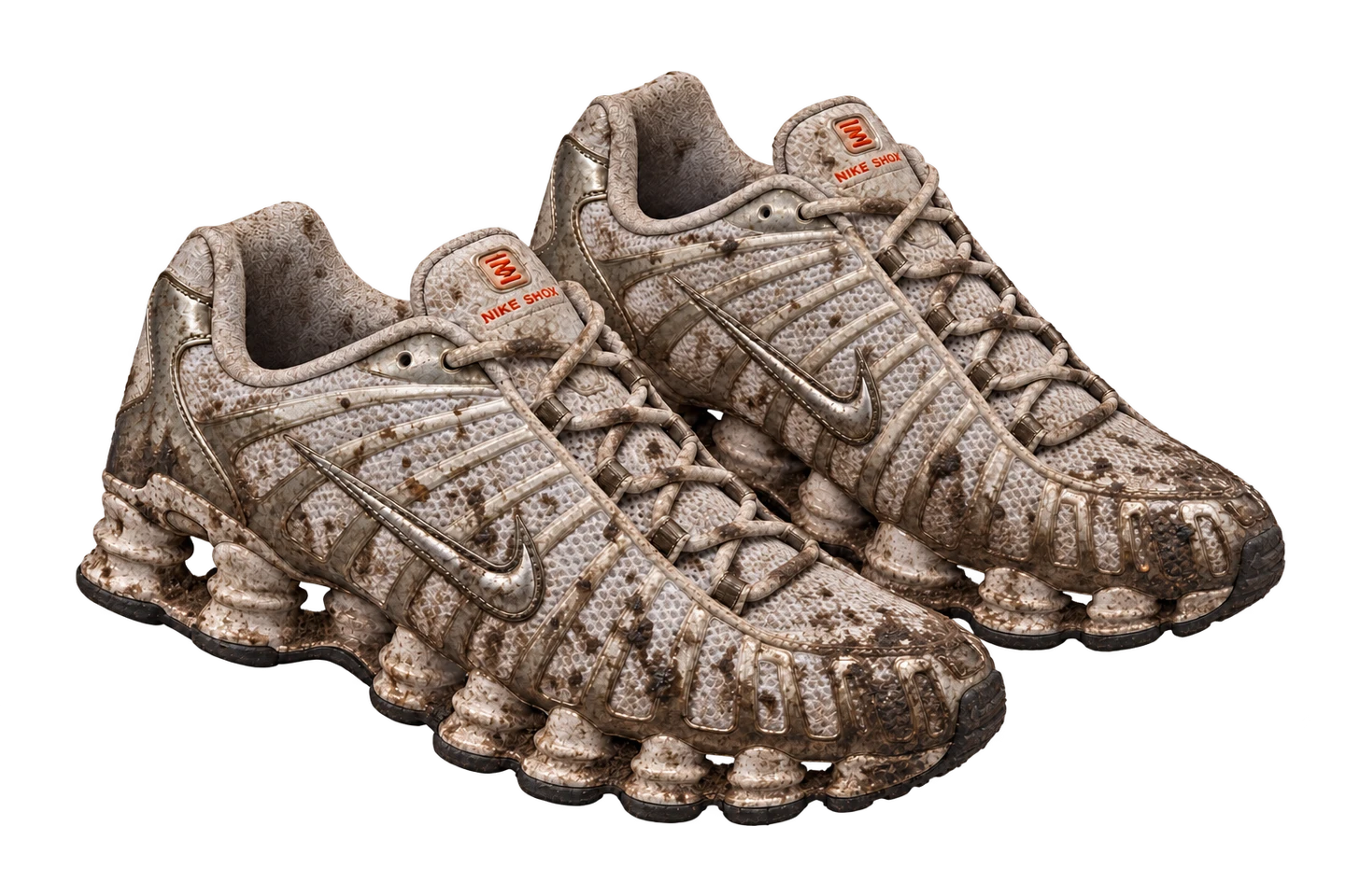 Ilustración de Nike Shox TL con suciedad superficial